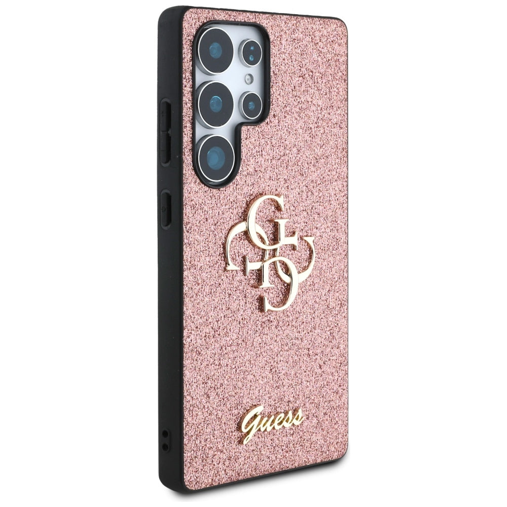 Guess Fixed Glitter Big 4G Metal Logo Case til Samsung Galaxy S25 Ultra Pink