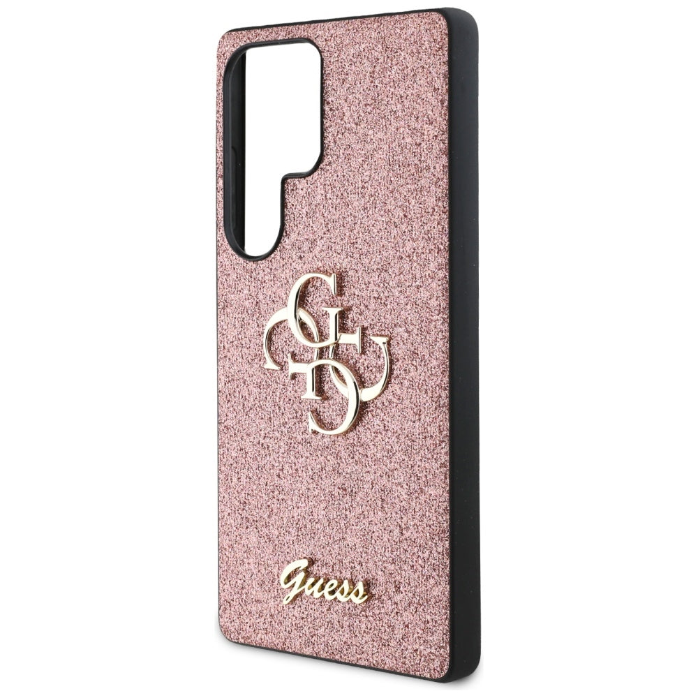 Guess Fixed Glitter Big 4G Metal Logo Case til Samsung Galaxy S25 Ultra Pink