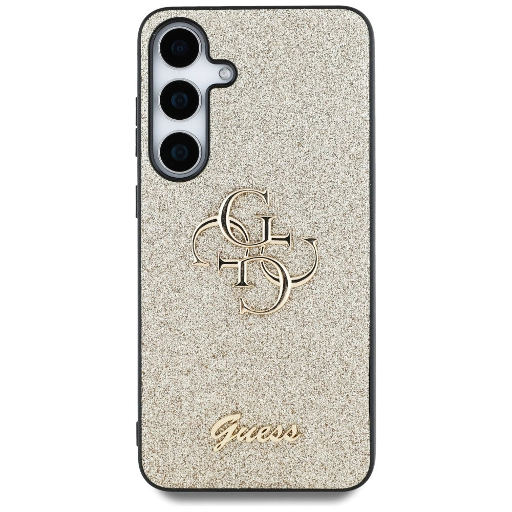 Guess Fixed Glitter Big 4G Metal Logo case for Samsung Galaxy S25 gold