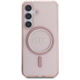 Guess Glitter Circle Classic Logo MagSafe Case til Samsung Galaxy S25 Pink