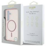 Guess Glitter Circle Classic Logo MagSafe Case til Samsung Galaxy S25 Pink