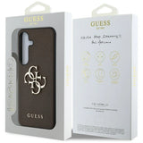 Guess Grained Big 4G Logo Small Classic Logo case for Samsung Galaxy S25 brown