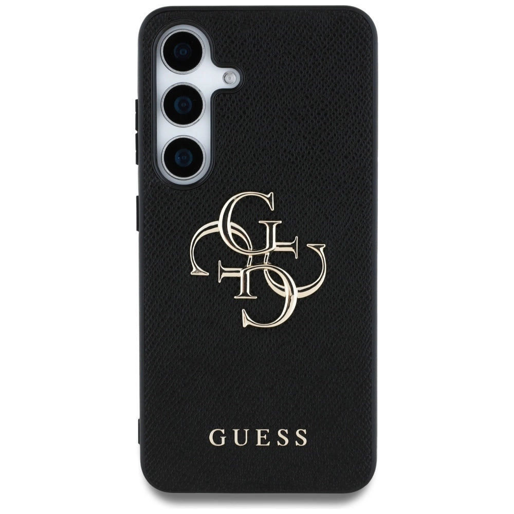 Guess Grained Big 4G Logo Small Classic Logo case for Samsung Galaxy S25 black