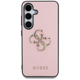 Guess Grained Big 4G Logo Small Classic Logo case for Samsung Galaxy S25 Plus pink