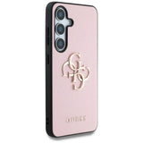 Guess Grained Big 4G Logo Small Classic Logo case for Samsung Galaxy S25 Plus pink