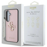 Guess Grained Big 4G Logo Small Classic Logo case for Samsung Galaxy S25 Plus pink