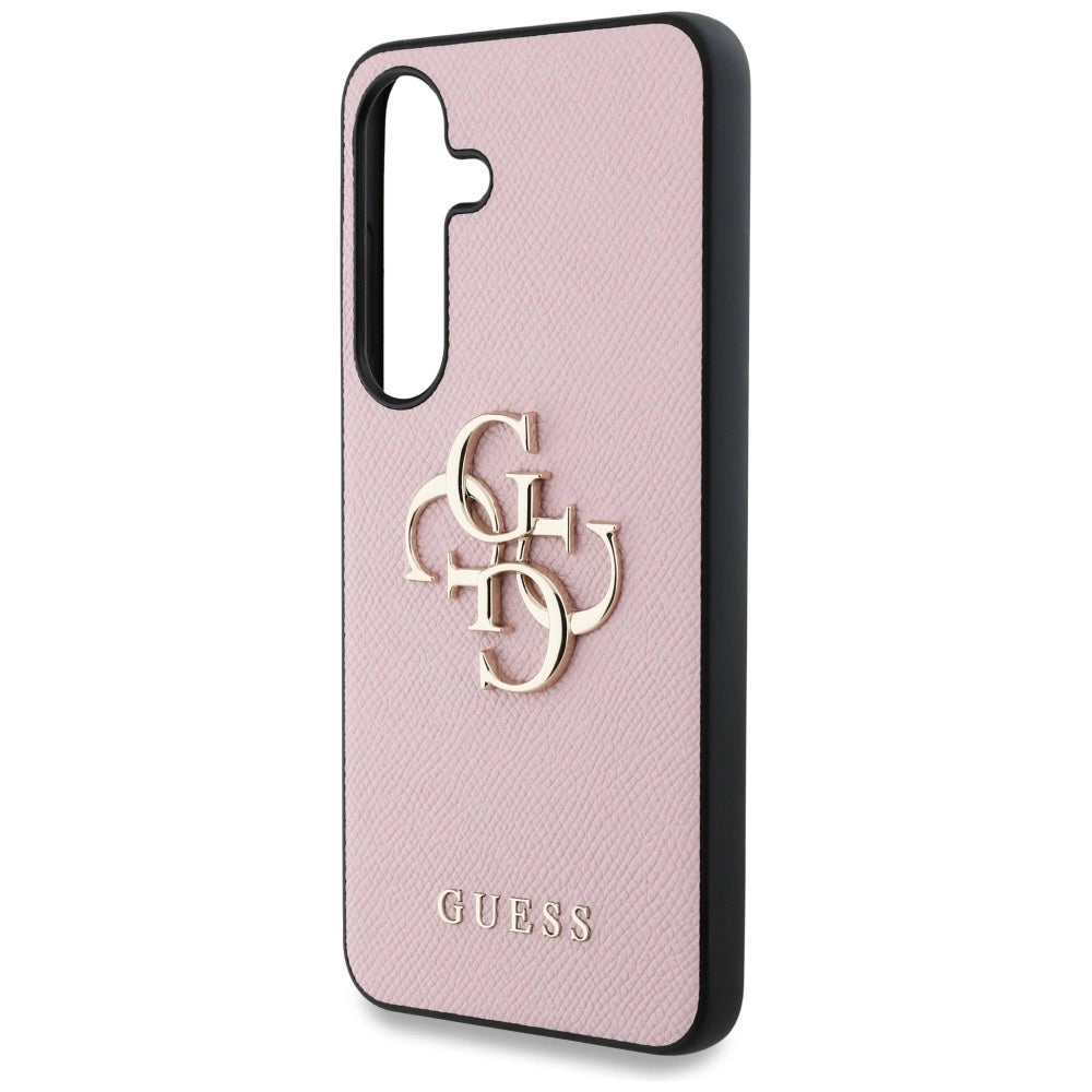Guess Grained Big 4G Logo Small Classic Logo case for Samsung Galaxy S25 pink