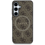 Guess læder 4G Colored Ring Classic Logo MagSafe Samsung Galaxy S25 Plus case brun