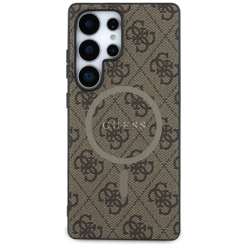 Guess læder 4G Colored Ring Classic Logo MagSafe Case Samsung Galaxy S25 Ultra brun