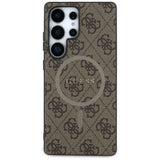 Guess læder 4G Colored Ring Classic Logo MagSafe Case Samsung Galaxy S25 Ultra brun