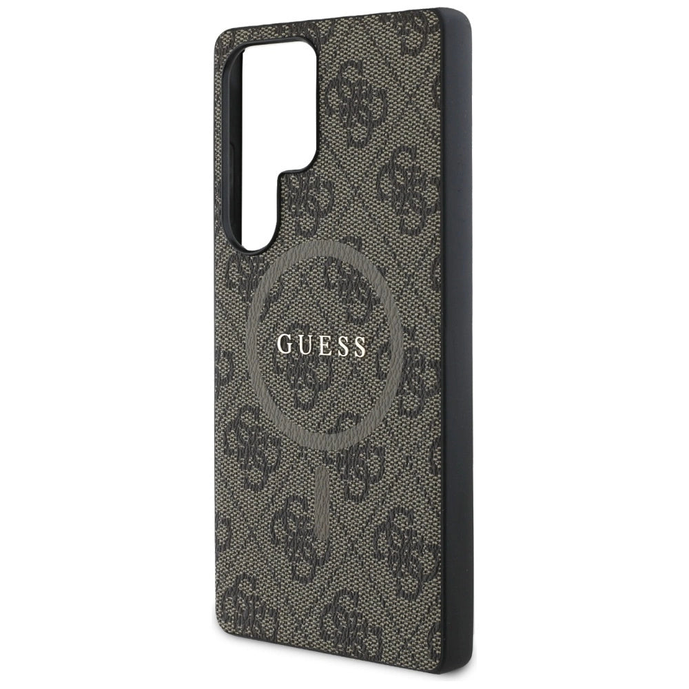 Guess læder 4G Colored Ring Classic Logo MagSafe Case Samsung Galaxy S25 Ultra brun