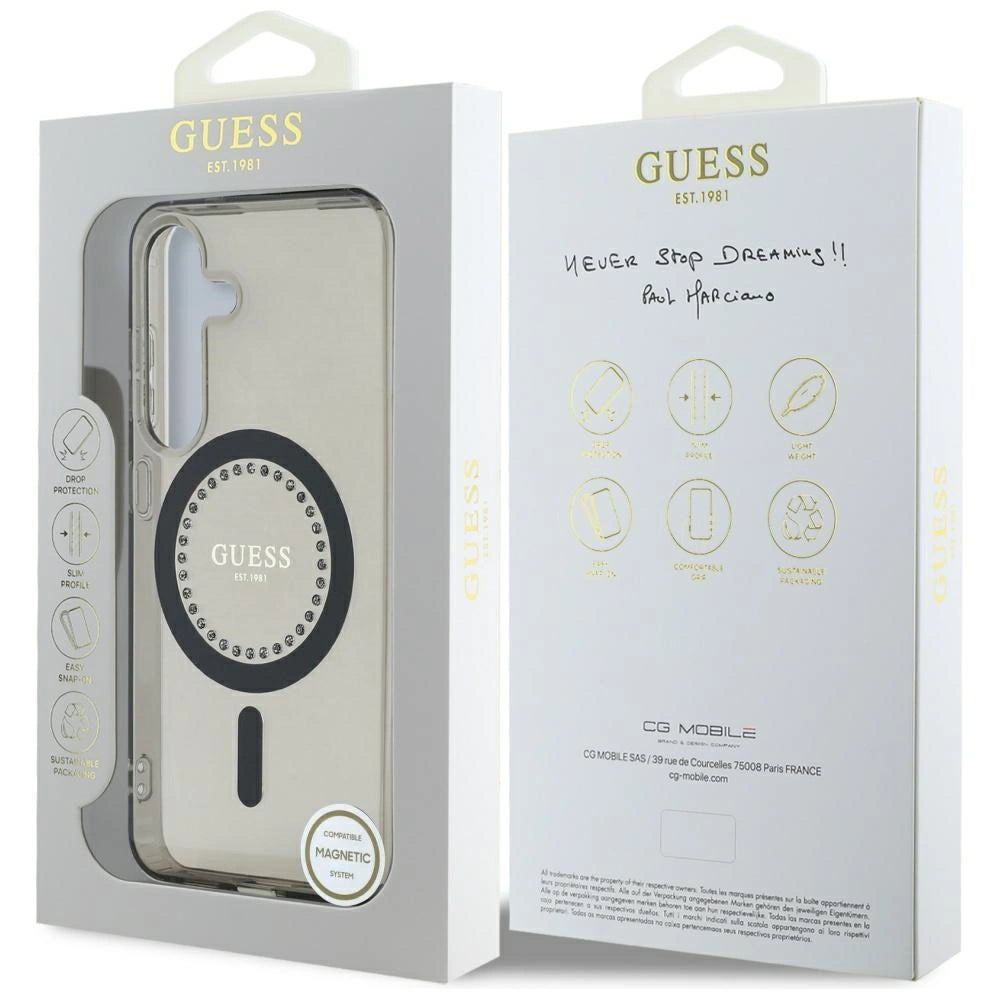 Guess Rhinestones Printed Classic Logo MagSafe Samsung Galaxy S25 case sort