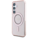 Guess Rhinestones Printed Classic Logo MagSafe Samsung Galaxy S25 Case Pink