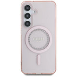 Guess Rhinestones Printed Classic Logo MagSafe Samsung Galaxy S25 Case Pink