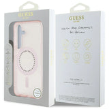 Guess Rhinestones Printed Classic Logo MagSafe Samsung Galaxy S25 Case Pink