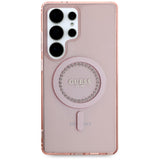 Guess Rhinestones Printed Classic Logo MagSafe Samsung Galaxy S25 Ultra Case Pink