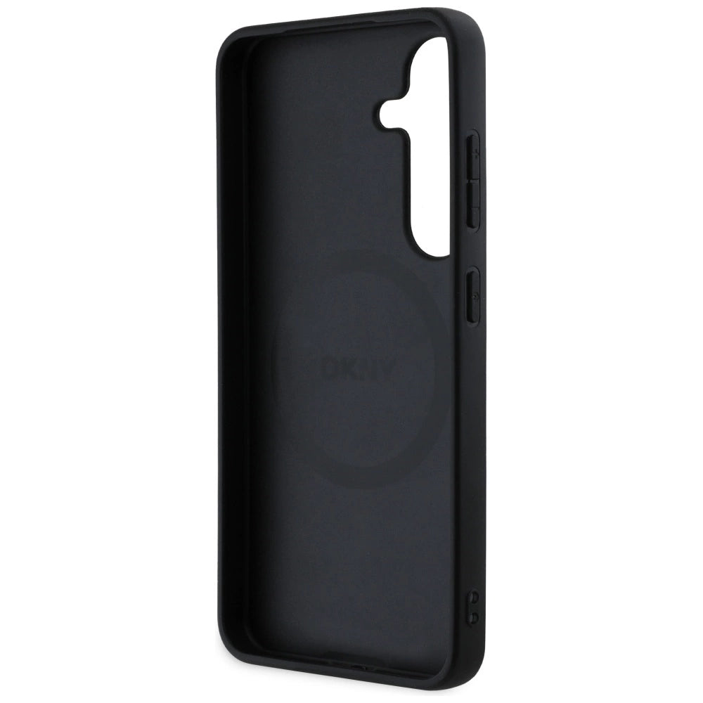 DKNY Leather Checkered Pattern MagSafe case for Samsung Galaxy S25 taupe