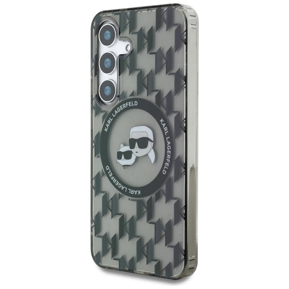 Case Karl Lagerfeld Button Karl&Choupette Heads On KL Pattern MagSafe Samsung Galaxy S25 black