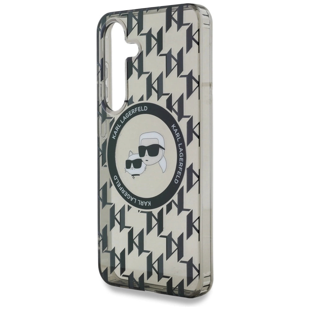 Case Karl Lagerfeld Button Karl&Choupette Heads On KL Pattern MagSafe Samsung Galaxy S25 black