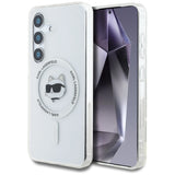 Case Karl Lagerfeld Button Choupette Head Printed Logo MagSafe Samsung Galaxy S25 white