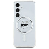 Case Karl Lagerfeld Button Choupette Head Printed Logo MagSafe Samsung Galaxy S25 Plus white