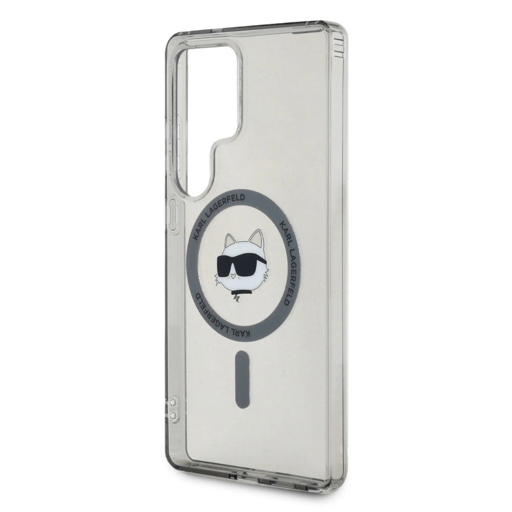 Karl Lagerfeld Button Choupette Head Printed Logo MagSafe Samsung Galaxy S25 Ultra case black