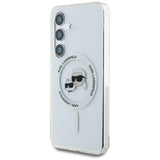 Case Karl Lagerfeld Button Karl & Choupette Heads Printed Logo MagSafe Samsung Galaxy S25 white