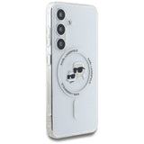 Case Karl Lagerfeld Button Karl & Choupette Heads Printed Logo MagSafe Samsung Galaxy S25 white