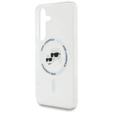 Case Karl Lagerfeld Button Karl & Choupette Heads Printed Logo MagSafe Samsung Galaxy S25 white