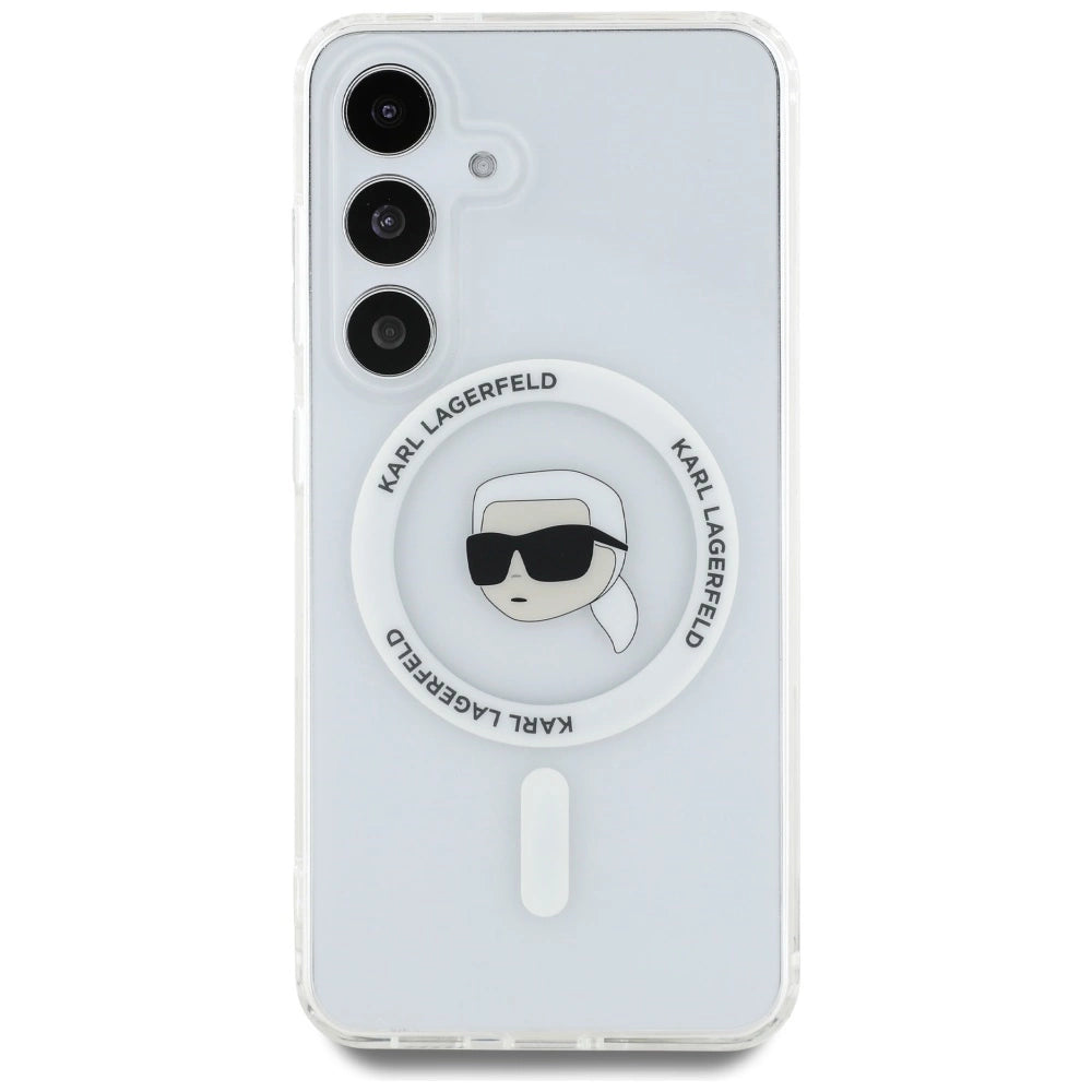 Case Karl Lagerfeld Button Karl Head Printed Logo MagSafe Samsung Galaxy S25 white