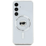 Case Karl Lagerfeld Button Karl Head Printed Logo MagSafe Samsung Galaxy S25 white