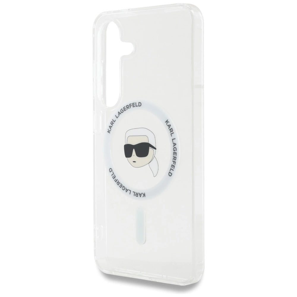 Case Karl Lagerfeld Button Karl Head Printed Logo MagSafe Samsung Galaxy S25 white