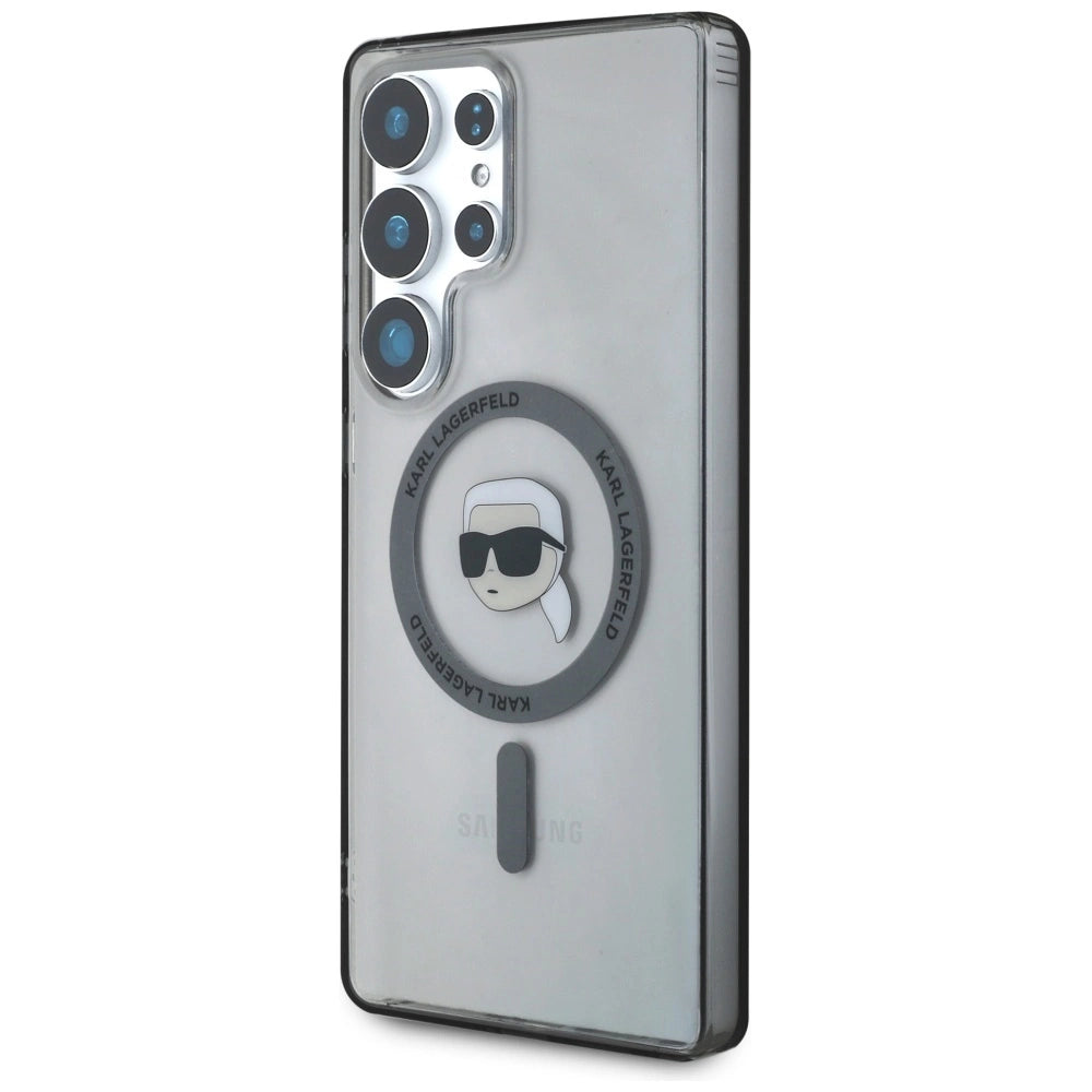 Case Karl Lagerfeld Button Karl Head Printed Logo MagSafe Samsung Galaxy S25 Ultra black