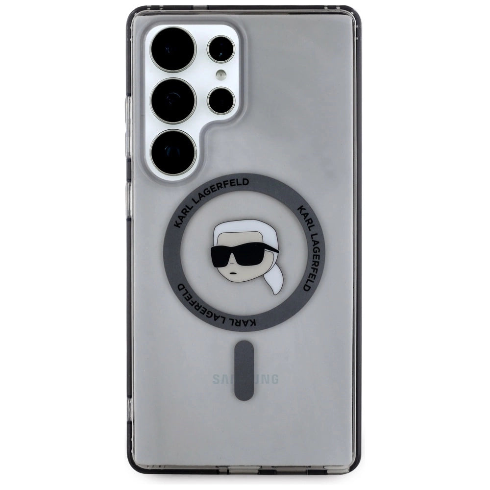 Case Karl Lagerfeld Button Karl Head Printed Logo MagSafe Samsung Galaxy S25 Ultra black