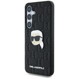 Karl Lagerfeld Leather Monogram Pin Logo Karl Head Samsung Galaxy S25 Case Black