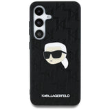 Karl Lagerfeld Leather Monogram Pin Logo Karl Head Samsung Galaxy S25 Case Black