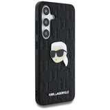 Karl Lagerfeld Leather Monogram Pin Logo Karl Head Samsung Galaxy S25 Case Black