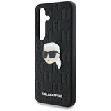 Karl Lagerfeld Leather Monogram Pin Logo Karl Head Samsung Galaxy S25 Case Black