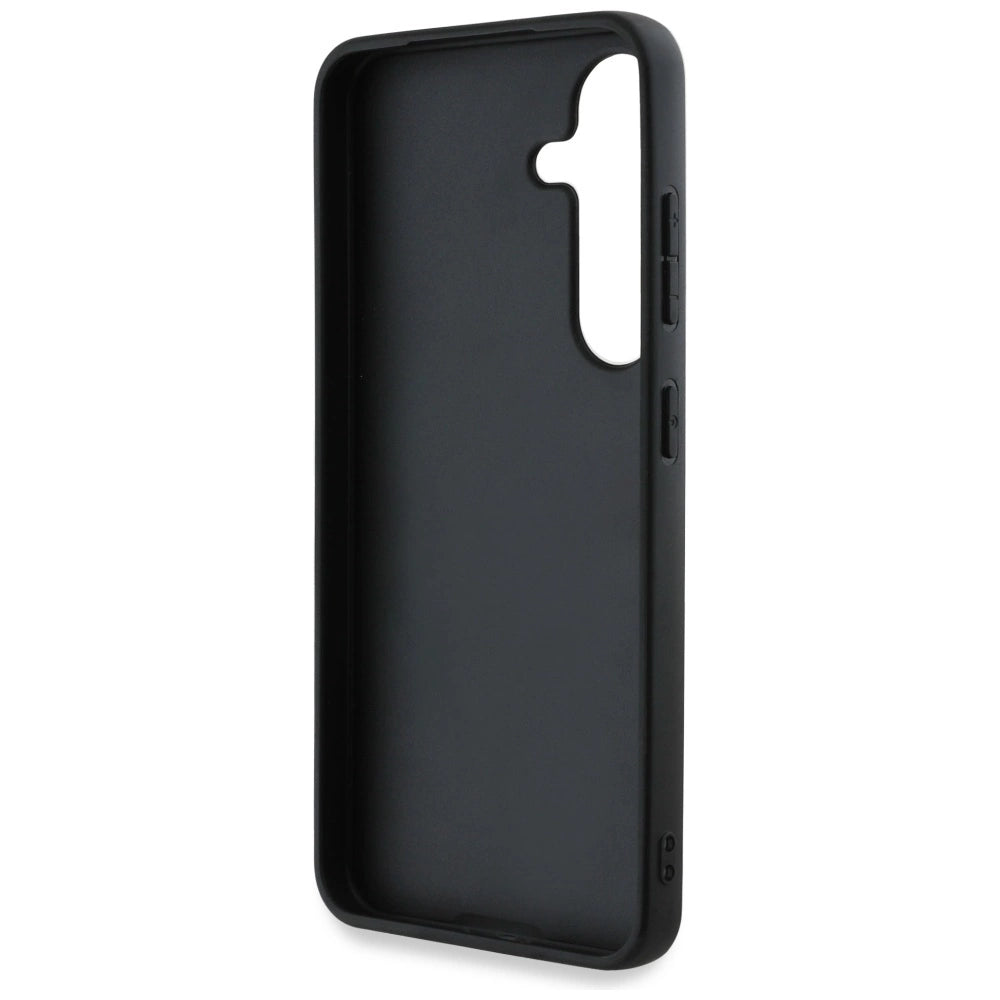 Karl Lagerfeld Leather Monogram Pin Logo Karl Head Samsung Galaxy S25 Case Black