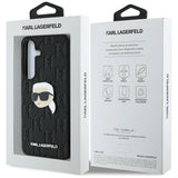 Karl Lagerfeld Leather Monogram Pin Logo Karl Head Samsung Galaxy S25 Case Black