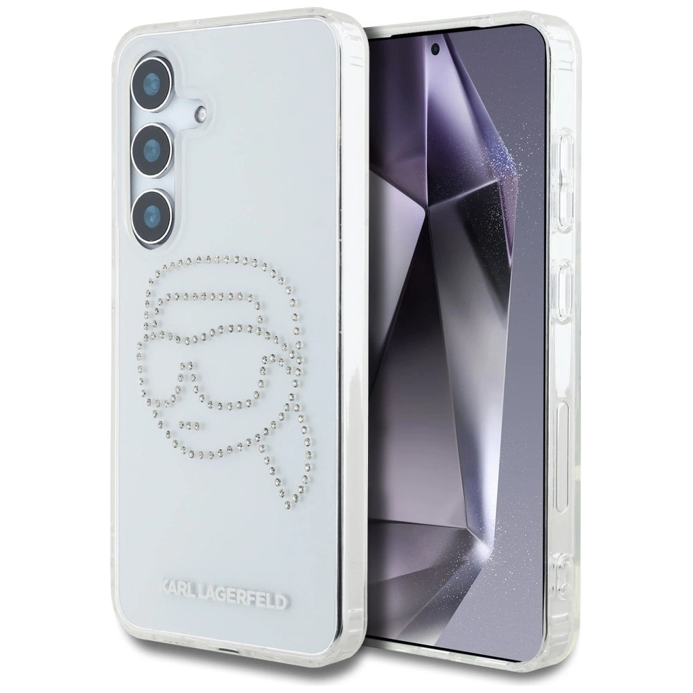 Case Karl Lagerfeld Rhinestones Karl Head Logo Samsung Galaxy S25 gennemsigtig