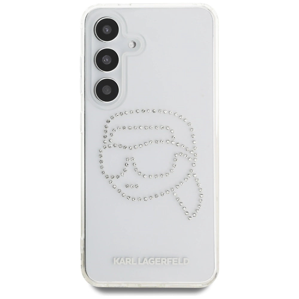 Case Karl Lagerfeld Rhinestones Karl Head Logo Samsung Galaxy S25 gennemsigtig