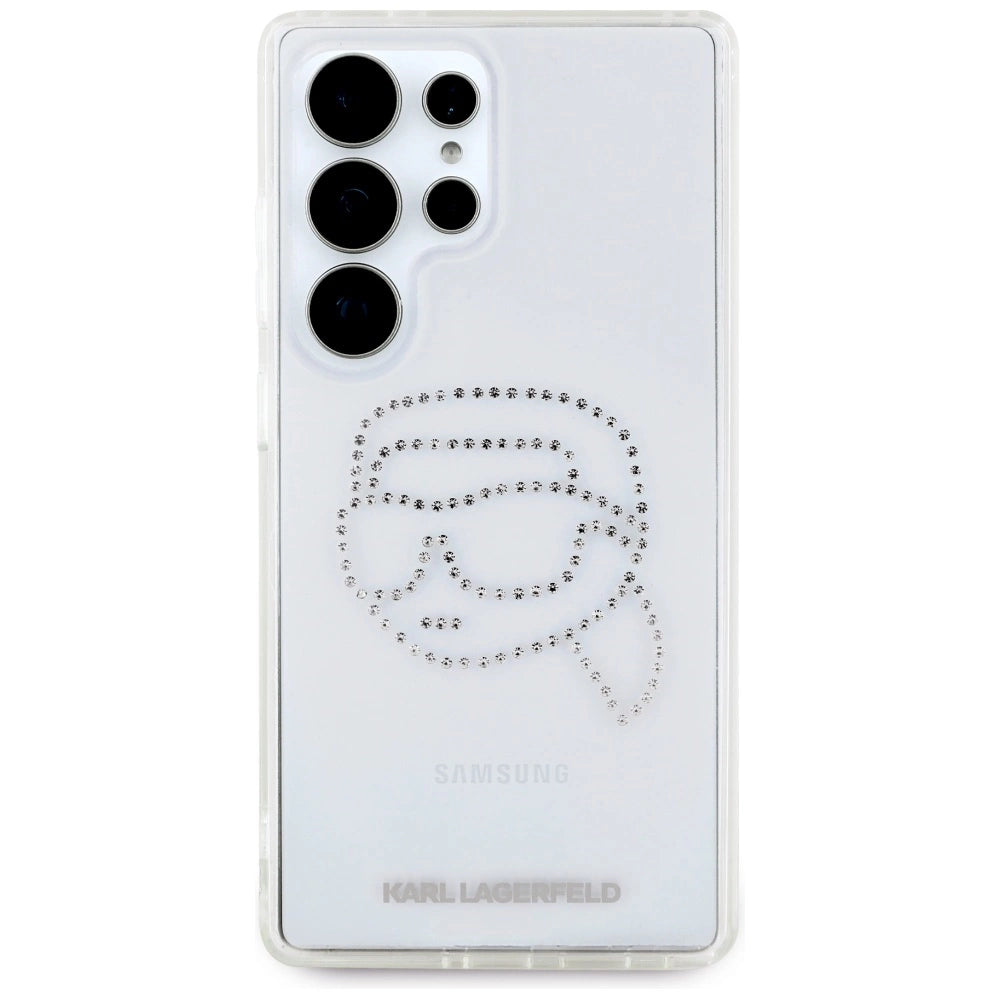 Case Karl Lagerfeld Rhinestones Karl Head Logo Samsung Galaxy S25 Ultra gennemsigtig