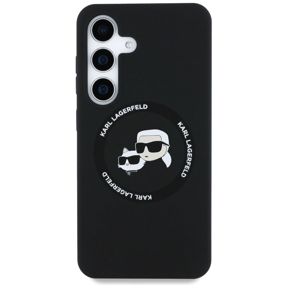 Karl Lagerfeld Silicone Double Heads And Circle MagSafe Samsung Galaxy S25 case black