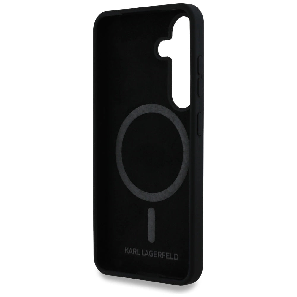 Karl Lagerfeld Silicone Double Heads And Circle MagSafe Samsung Galaxy S25 case black