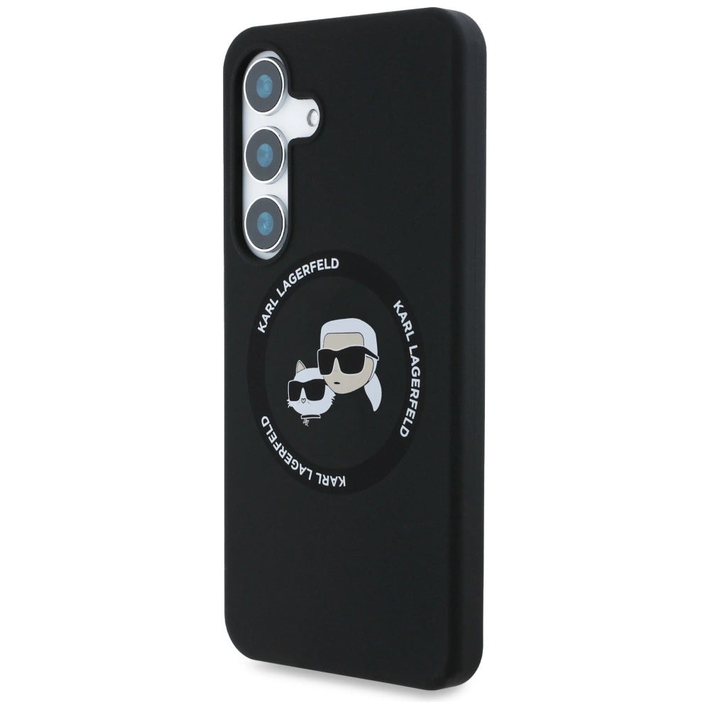 Karl Lagerfeld Silicone Double Heads And Circle MagSafe Samsung Galaxy S25 Plus-kasse sort