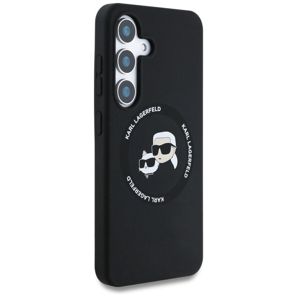 Karl Lagerfeld Silicone Double Heads And Circle MagSafe Samsung Galaxy S25 Plus-kasse sort