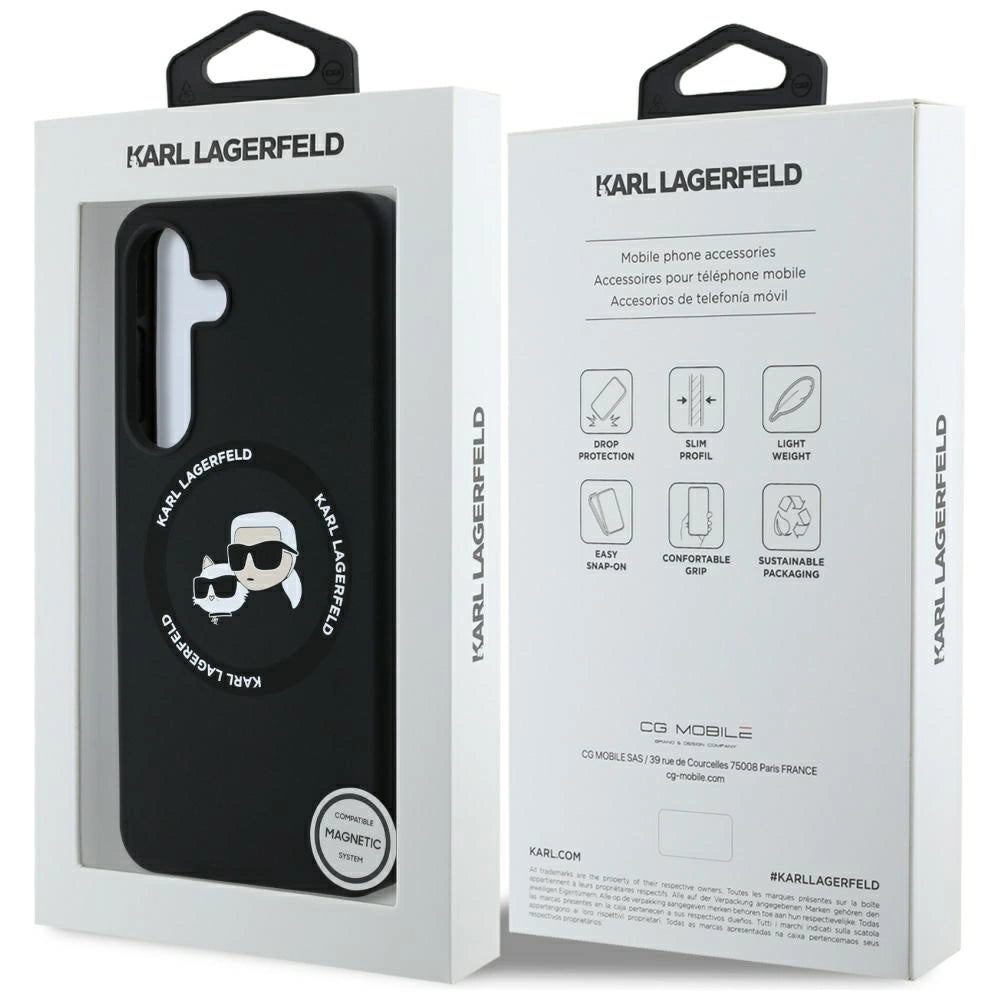 Karl Lagerfeld Silicone Double Heads And Circle MagSafe Samsung Galaxy S25 Plus-kasse sort