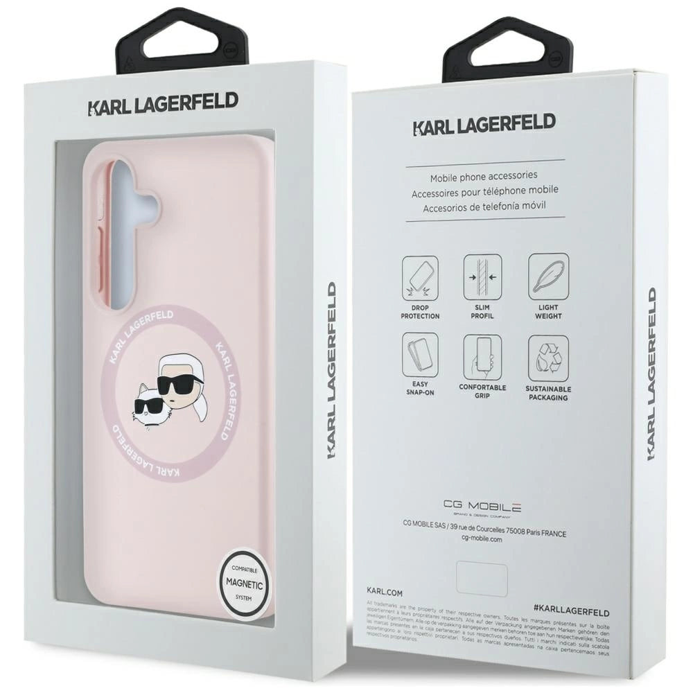 Karl Lagerfeld Silicone Double Heads og Circle MagSafe Samsung Galaxy S25 Case Pink