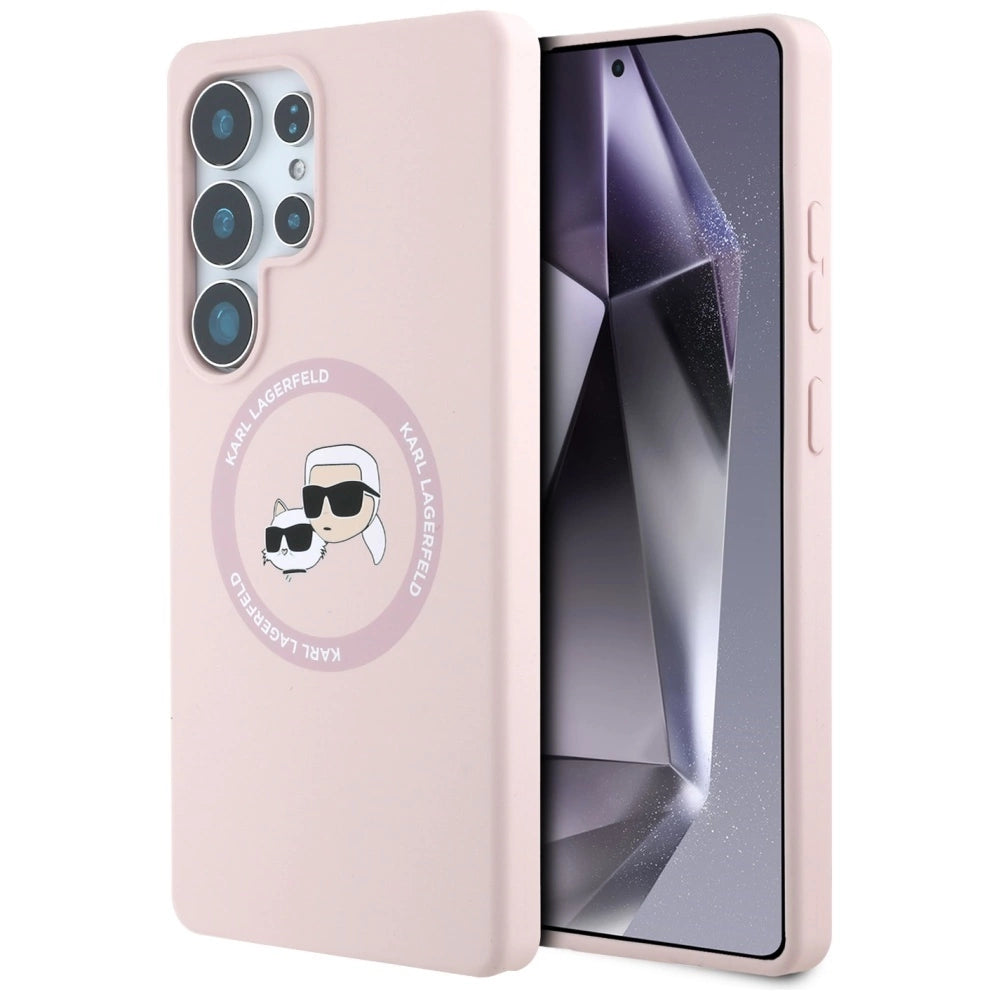 Karl Lagerfeld Silicone Double Heads og Circle MagSafe Samsung Galaxy S25 Ultra Case Pink
